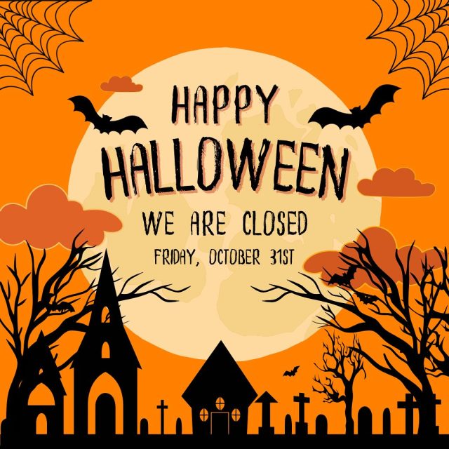 Wishing everyone a fun, safe HALLOWEEN!! 🧡🎃

We are closed today and hope everyone has a blast Trick or Treating! 👻

Classes resume as usual tomorrow, Saturday, November 1st!