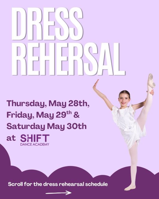 Dress Rehearsal is THIS WEEKEND!

Please find your rehearsal time above 🩰