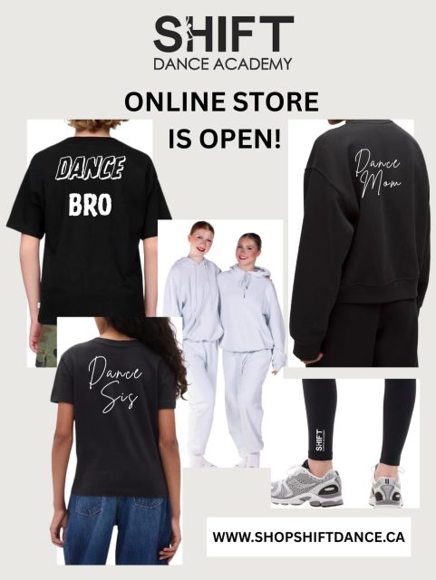 Our Online Store is OPEN for new orders! 

Last chance to purchase gear in time for competition season! Don’t miss out!

Visit www.shopshiftdance.ca or use the link in our bio!